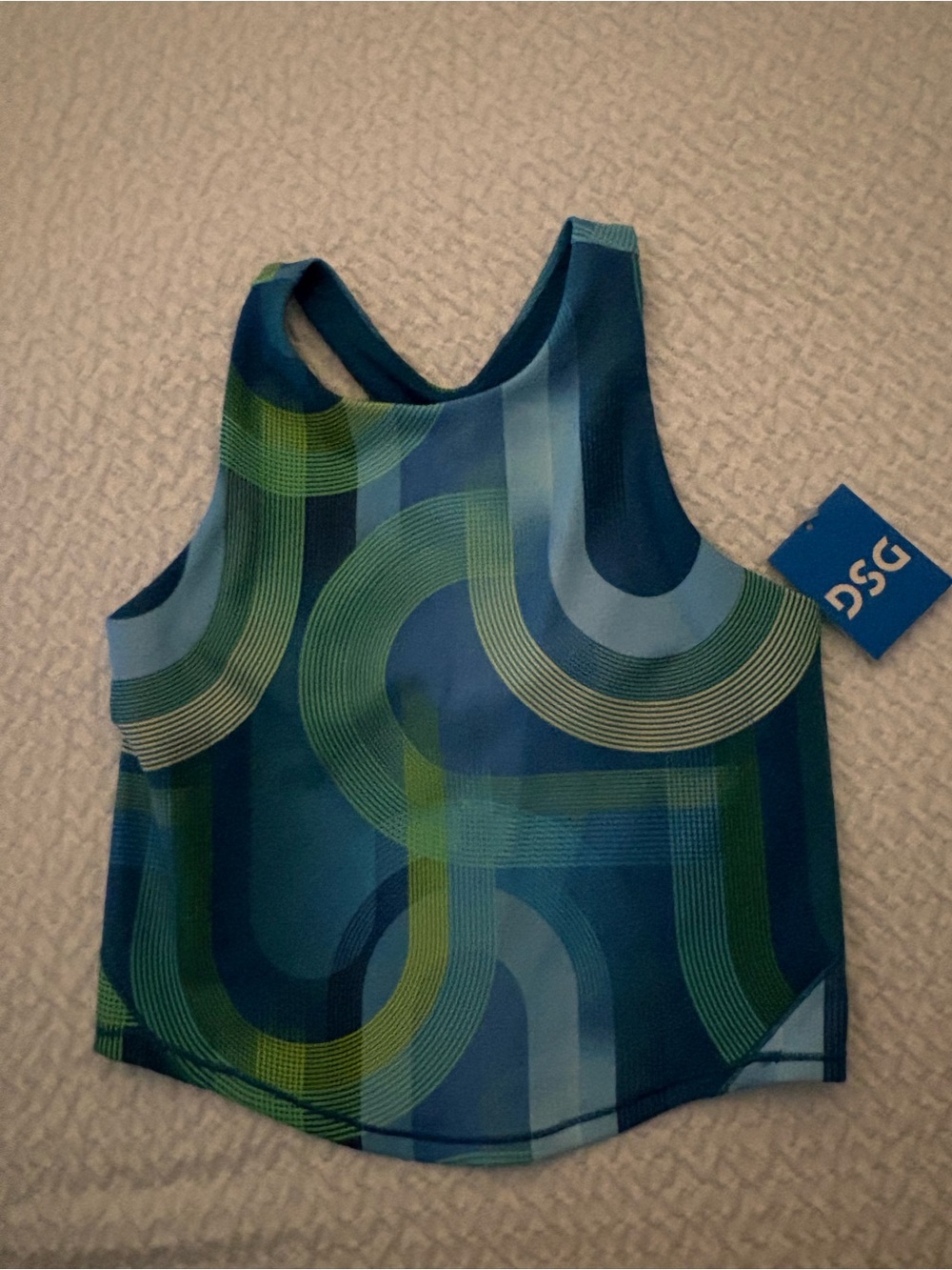 DSG Girls' Momentum Shelf Tank Top - Track Geo Multi Blue - XL